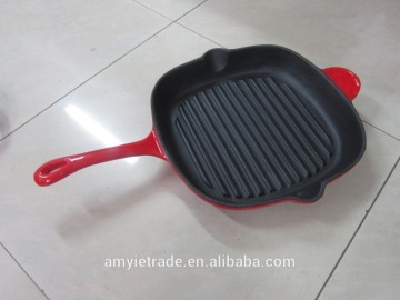 enameled cook pan, cast iron griddle pan, cast iron griddle skillet, cast iron enameled griddle pan