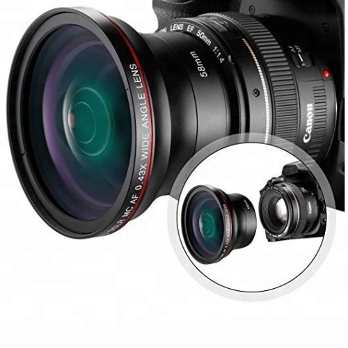 Máy ảnh 55mm macro dslr ống kính góc rộng 0,43x