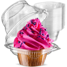 Disposable Plastic PET Mini Cupcake Containers - Single Muffin Boxes & Cake Carriers