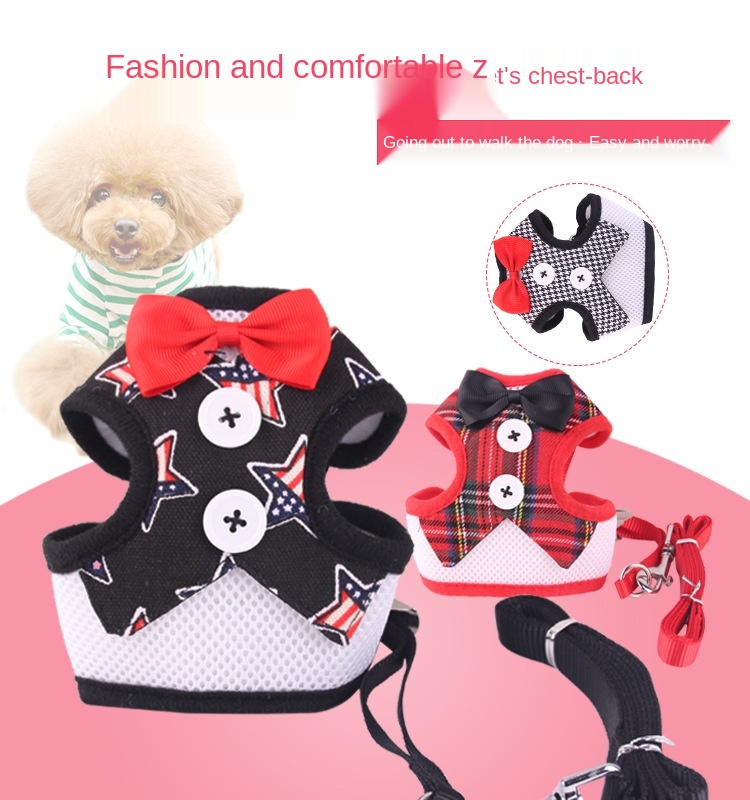 Pet Leash Dog Chest Strap Pet Vest Evening Dress Butterfly Bow Tie Chest Strap Pet Leash