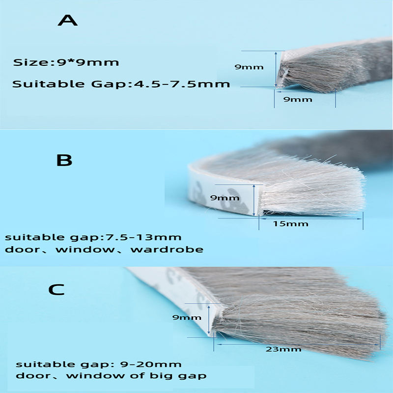 Door and window backing type and installation type wool strip sealing strip