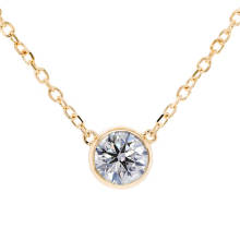 Stylish 18K Gold Bezel Lab-Grown Diamond Necklace
