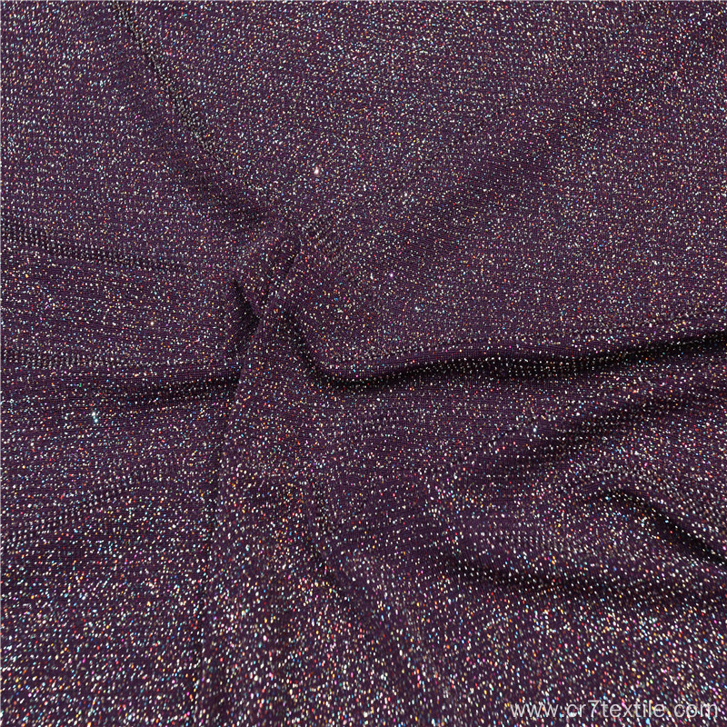 Silver Nylon 4 Way Spandex Knitting Hologram Fabric