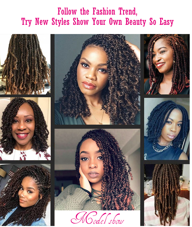 Hot Selling Free sample color 1 synthetic 8" pre twisted spring hair 10inch 27/613 t30 crochet spring twist hair