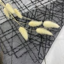 Black Rhombus 2mm Sequins Embroidery Fabrics