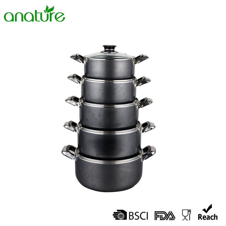 Powder Coated Black Non Sticking 10Pcs Sauce Pot