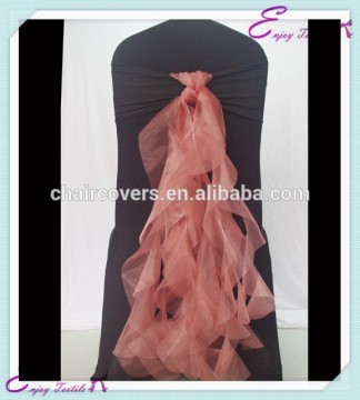 YHS#511 organza curly polyester banquet wedding wholesale chair cover sash bow