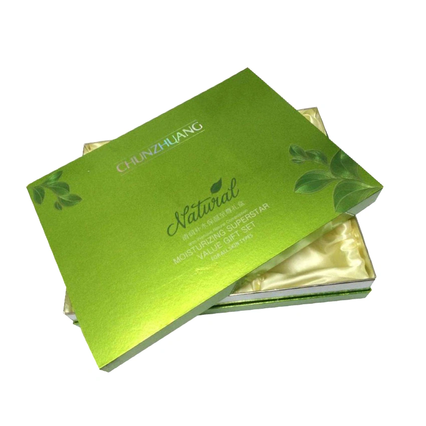 Custom Luxury Skincare Cosmetics Cardboard Paper Packaging Box UV and Silver Foil Flat Packed