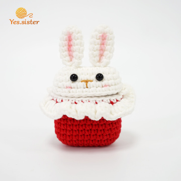 Étui d&#39;écouteur Bluetooth de lapin de couture rouge et blanc