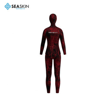 Seaskin Ladies Red Camo Two Pieces Spearfishing Wetsuits