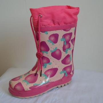 Pink Kid's Rainboots with Nylon Top