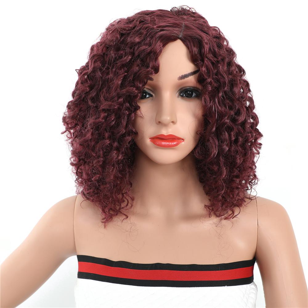 MYZYR own brand synthetic wig cheap heat-resistant synthetic wig three colorssynthetic curly hair wigFuchsia