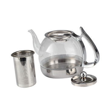 Food Grade Stainless Steel Base-Glass Tea Pot