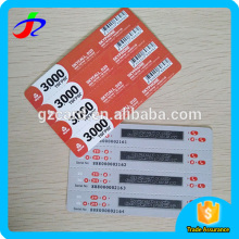 factory price paper card printing scratch voucher with tear off lines
