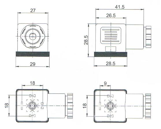 Dimension of DIN43650A Soelnoid Valve Connector: