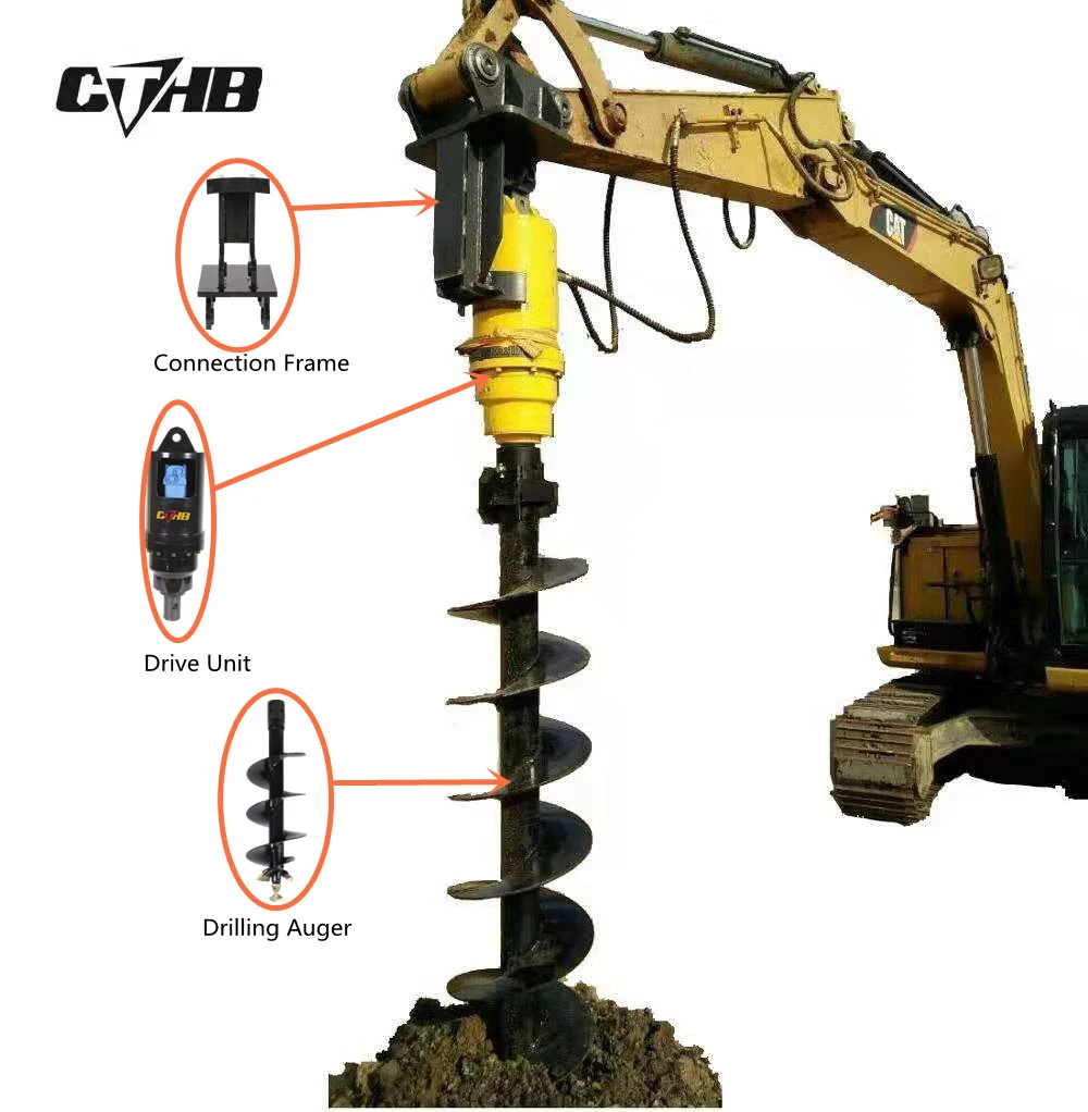 Excavator Parts Hydraulic Earth Auger Drilling Post Holes Digger