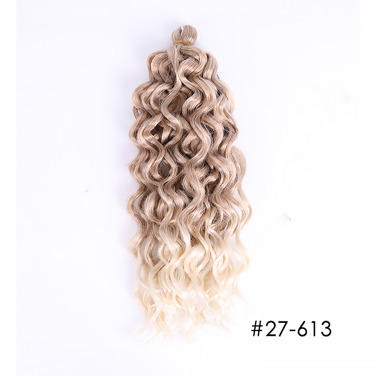 18-24 Inch Ombre 613 Blonde Hawaii Afro Curls Crochet Hair Extensions Synthetic Ocean Wave Braiding Hair