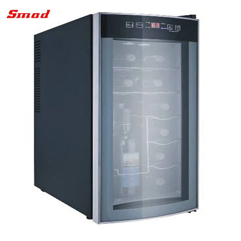 Glass Door Thermoelectric Cooling Wine Cellar Dual Zone 28 Bottles Wine Cooler