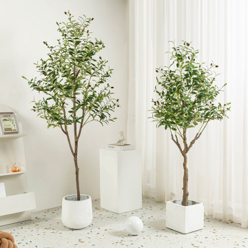Large Faux Olive Tree with Planter - Artificial Potted Silk Olive Tree