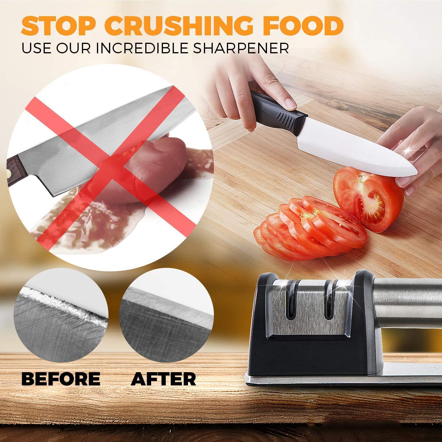 Kitchen Knife Accessories: 2-Stage Knife Sharpener Helps Repair, Restore and Polish Blades