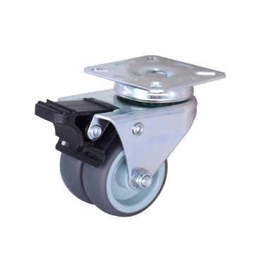 50mm twin wheel swivel caster with lock