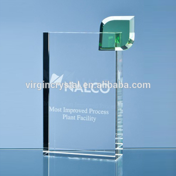 Clear K9 Optical Crystal Awards With Green Crystal Leaf Corporate Awards