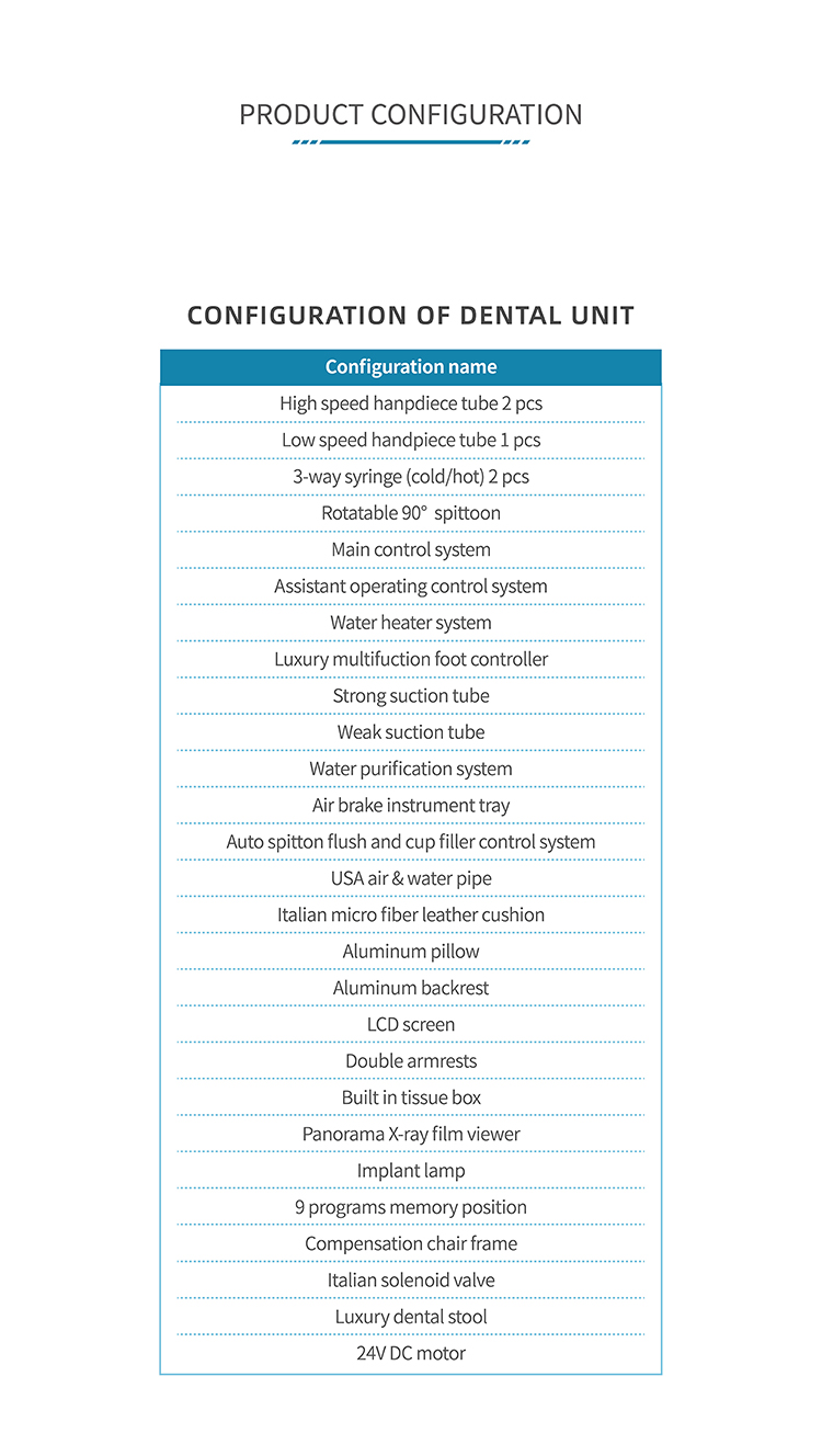 ISO Approved Dental Unit with 3-way Syring(cold/hot)2 pcs