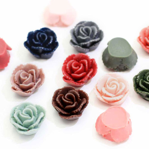 Perle colorate in resina con retro piatto a forma di rosa Cabochon Lavori artigianali fatti a mano Decorazioni perline Accessori per indumenti distanziatori