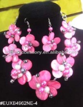 shells flowers necklace with earring/high end jewelry/shells jewelry set/shells earring/wedding jewelry set/hot new product