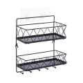 Adhesive 2 tier kitchen metal detachable storage rack