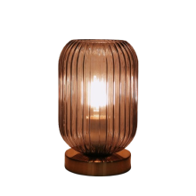 Metal base rechargeable table lamp glass shade