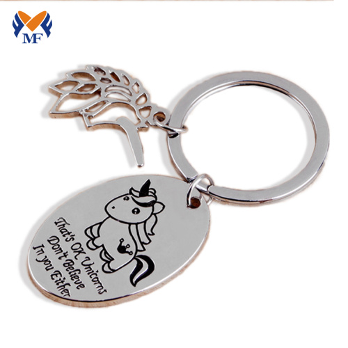 Metal unicorn keychain gift with name for him