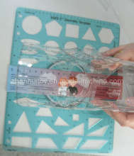 Plastic Geometry Template Ruler, School Ruler, School Stationery Rulers