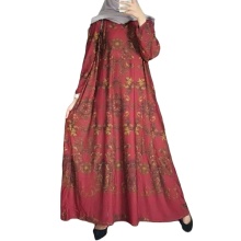 Customizable Polyester Vintage Floral Print Modest Dress for Muslim Women Arabic Abaya