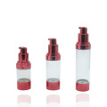 kosmetyczna czerwona przezroczysta plastikowa butelka z pompką bezpowietrzną w sprayu