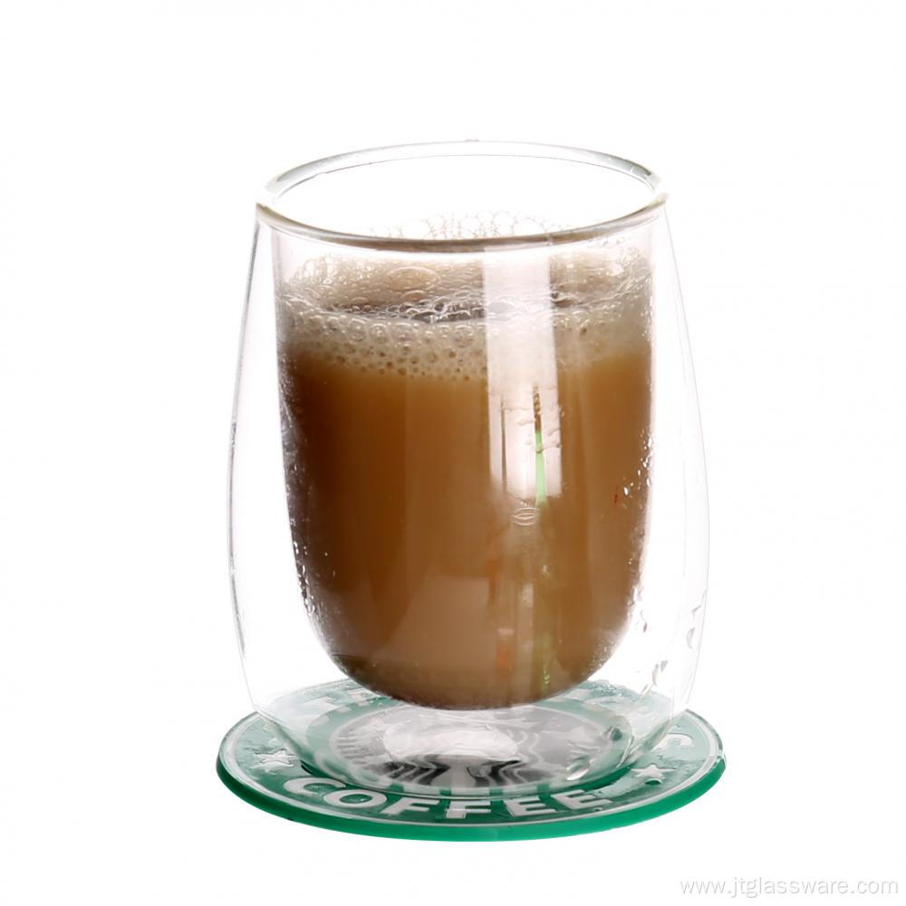 400ml double wall glass milk mug