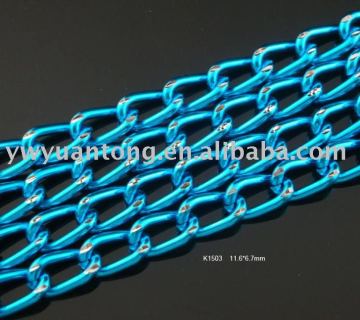 blue color diamond-cut aluminum chain