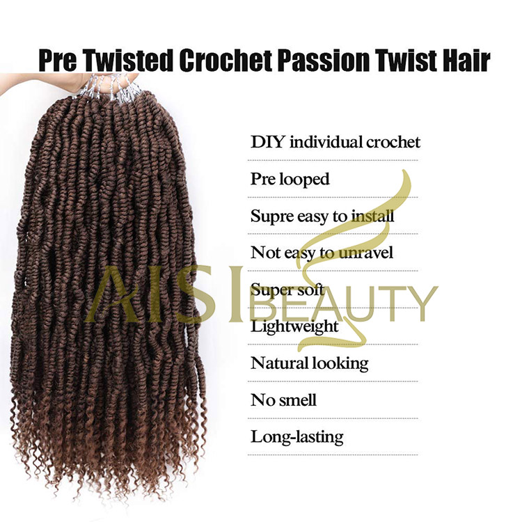 Aisi Beauty Goddess Faux Locs Brown Hair Extensions Pre Twisted Crochet Braids Passion Hairpieces Synthetic Braiding Hair