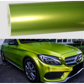 satin metallic lemon green car wrap vinyl