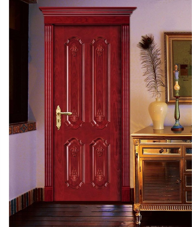 Red Solid Wooden Veneer Door