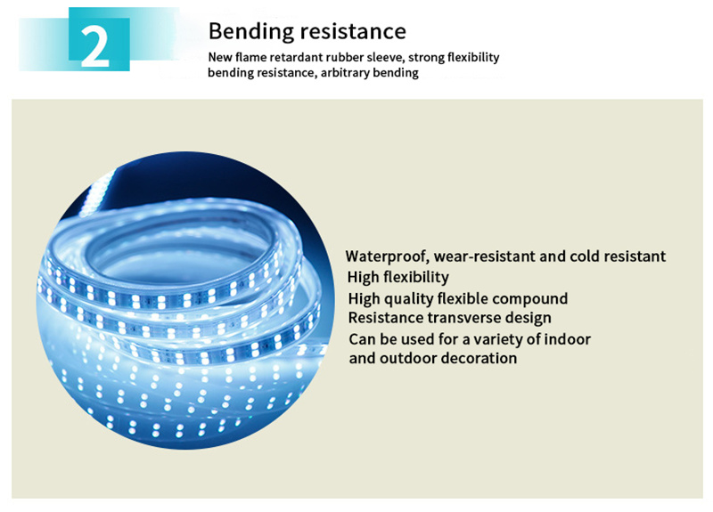 AC 220V IP65 PVC cover Double-Row Smart Light Strip Multi Color RGB cover flexible strip SMD 5050 led rope light