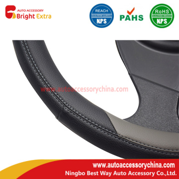 Gray Leather Steering Wheel Cover