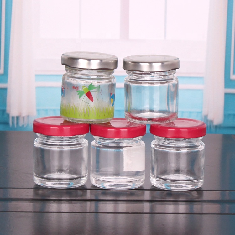 All size available small glass jam jar honey jar with metal cap