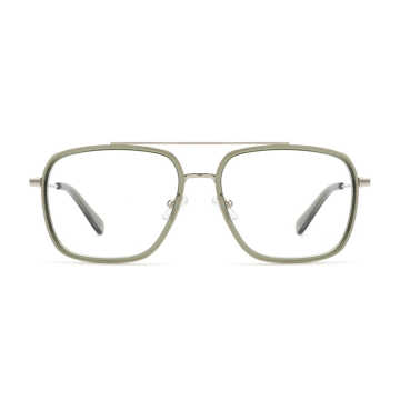Best Customized Logo Double Bridge Transparent Green Acetate Eye Glasses Frame Optics Eyewear
