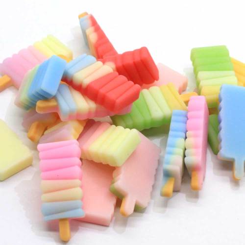 Kawaii Gradient Color Resin Popsicle Charm For Scrapbooking Decoration Crafts Hair Bow Center Earring Necklace Pendant