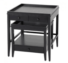 Black Wood Teak Square Coffee Table