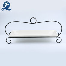 Wholesale White Ceramic Plate With Iron Bracket