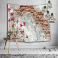 Unterbrochene Backsteinmauer-Tapisserie-rote Blumen-Landschafts-Tapisserie-Wandbehang für Wohnzimmer-Schlafzimmer-Schlafsaal-Hauptdekor