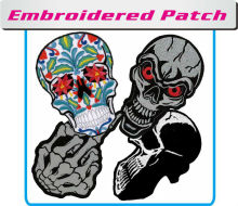 Sport Embroidery Patch High Density Skull Logos for Garment Decoration
