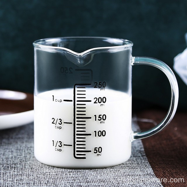 Tasse à lait en verre à mesurer réutilisable